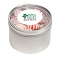 Striped Pepper Mints in Large Round Window Tin